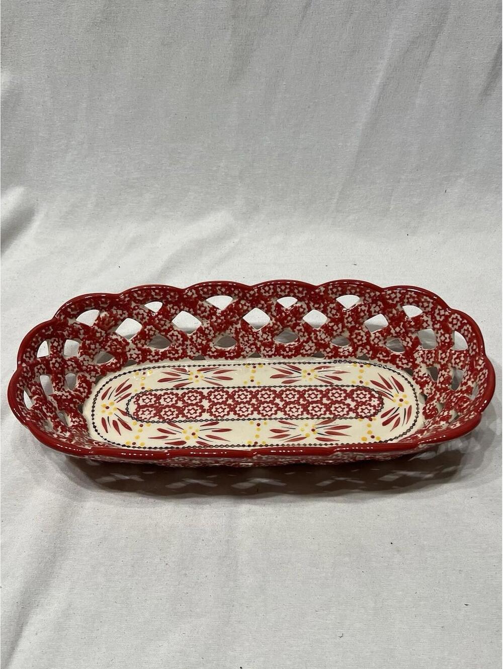 Temp-Tations By Tara Old World Red Lattice Bread Basket